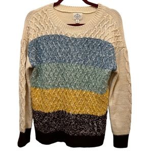 St. John’s Bay Womens Multi Color Chunky Cable Sweater Size Medium